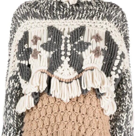 $12,000 BRUNELLO CUCINELLI HANDMADE MACRAME INTARSIA OPRA CASHMERE SWEATER S - Picture 4 of 11